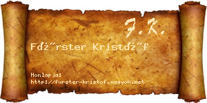 Fürster Kristóf névjegykártya